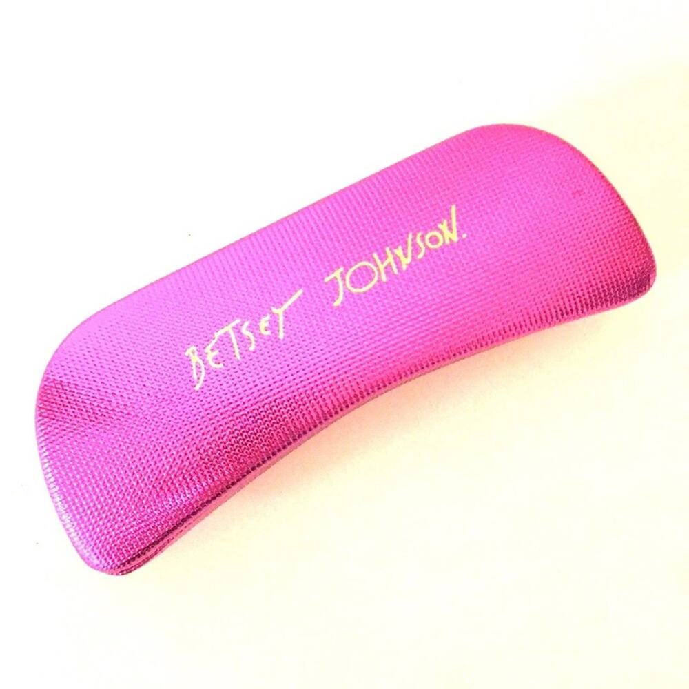 Betsy Johnson eyeglasses case hot pink golden logo